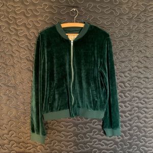Green velvet zip hoodie
